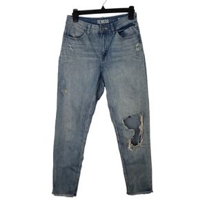 Rewash Real Curve High Rise Distressed Jeans Juniors Sz‎ 7/28 Raw Hem Light Wash